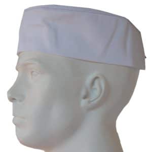 STOCK - CHEFS BEANIE WITH TOP PIPING - WHITE