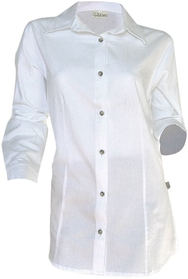 LDS CLASSIC SHAPED SHIRT LS 145G 100% COTTON TWILL - WHITE - African ...
